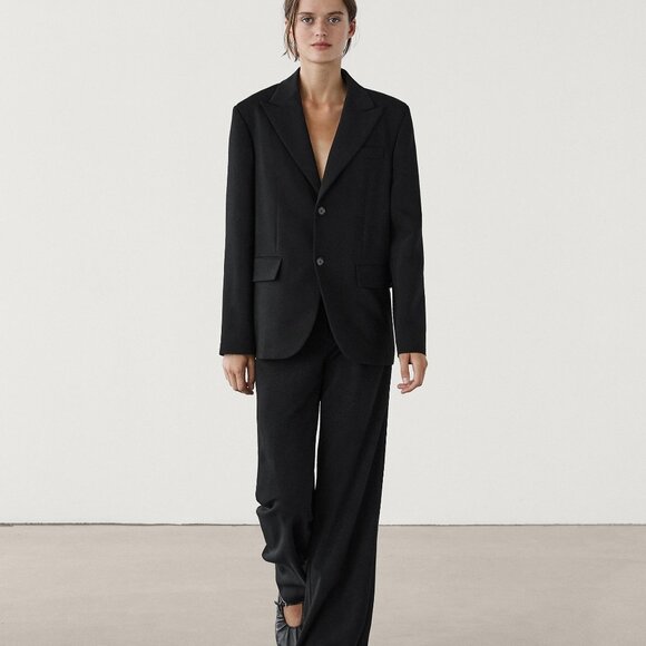 Massimo Dutti Crepe blazer with buttons - Picture 1 of 5